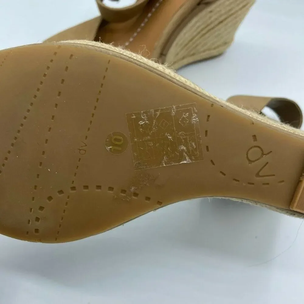 Dolce Vita Brown Leather Espadrille Wedge Sandals Womens 10 Heels Beachy Summer